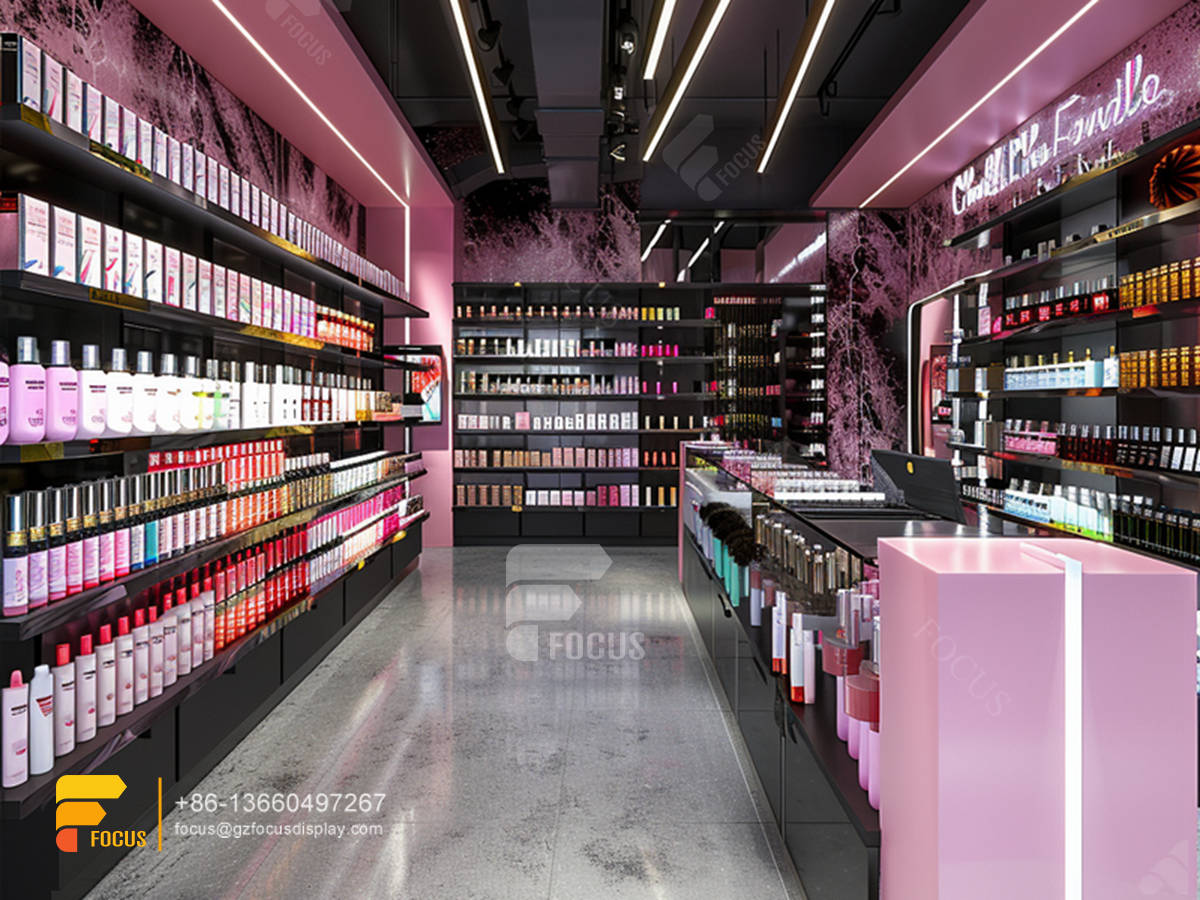 cosmetic furniture suppliers perfume wall display wig store design