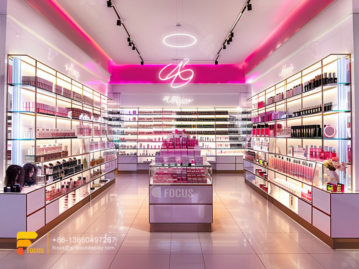 cosmetic rack design perfume shop display wig showcase