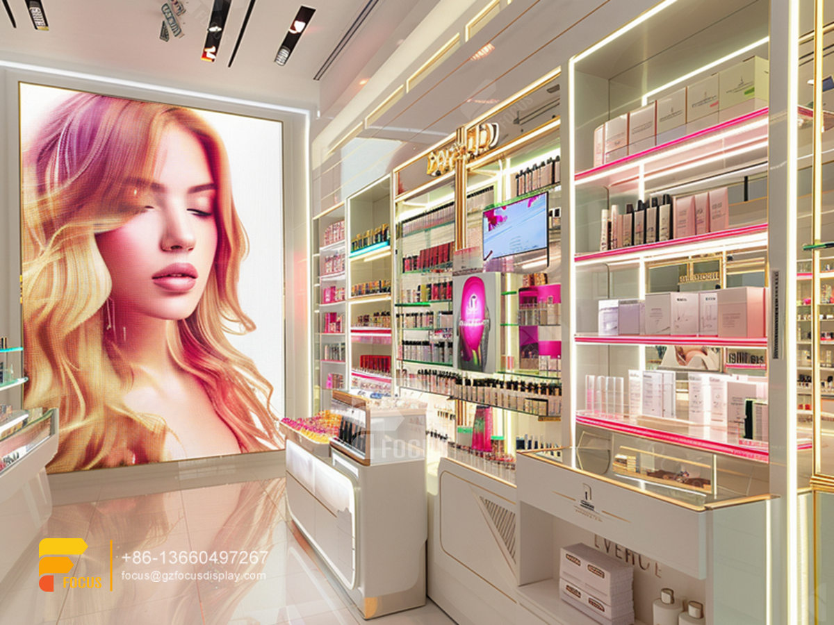 cosmetic rack design perfume shop display wig showcase