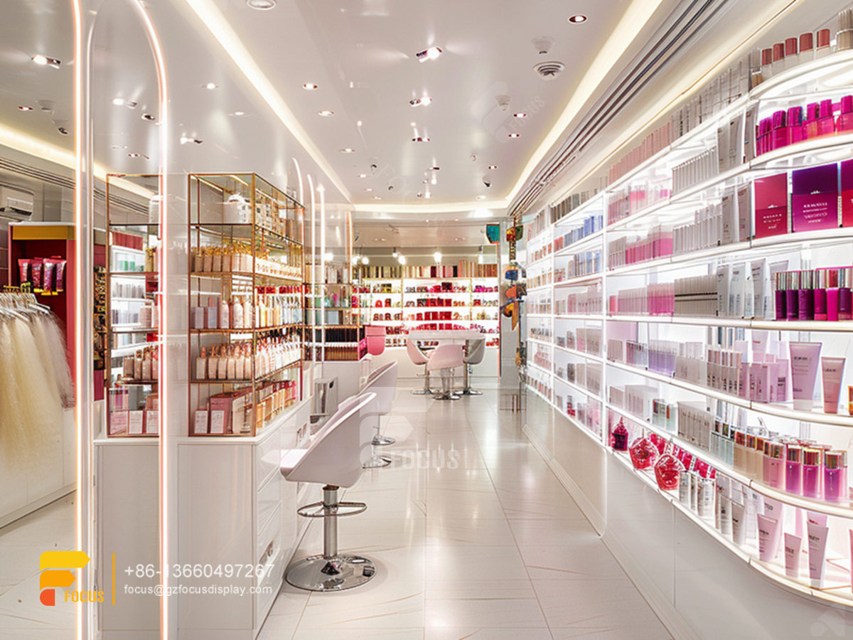 cosmetic rack design perfume shop display wig showcase