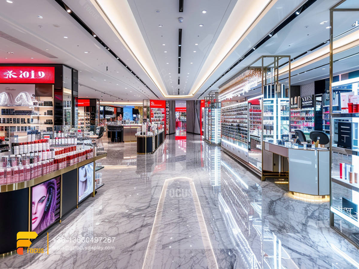 cosmetic retail displays perfume shop interior design wig shelf