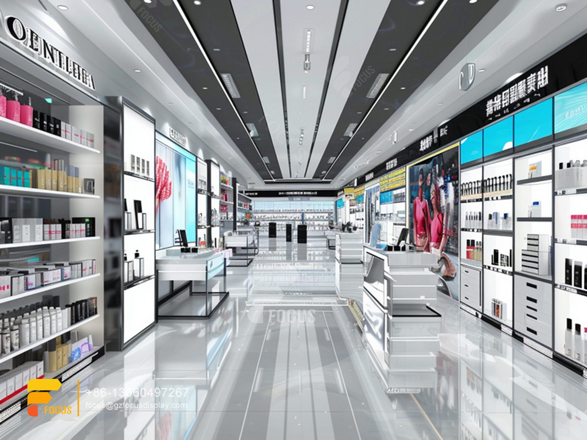 cosmetic retail stores perfume display case wig stands