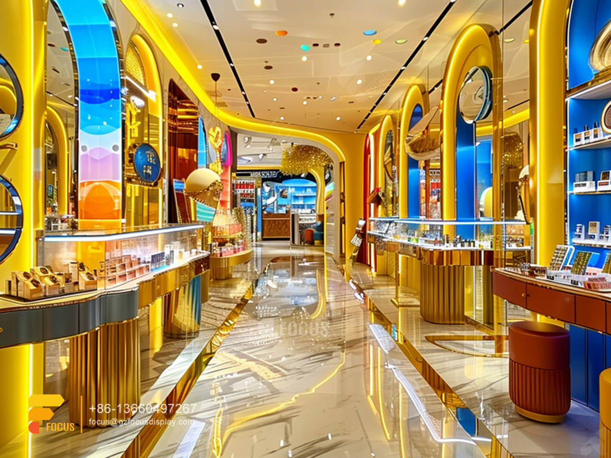 cosmetic retail wall mounted perfume cabinet wig store design