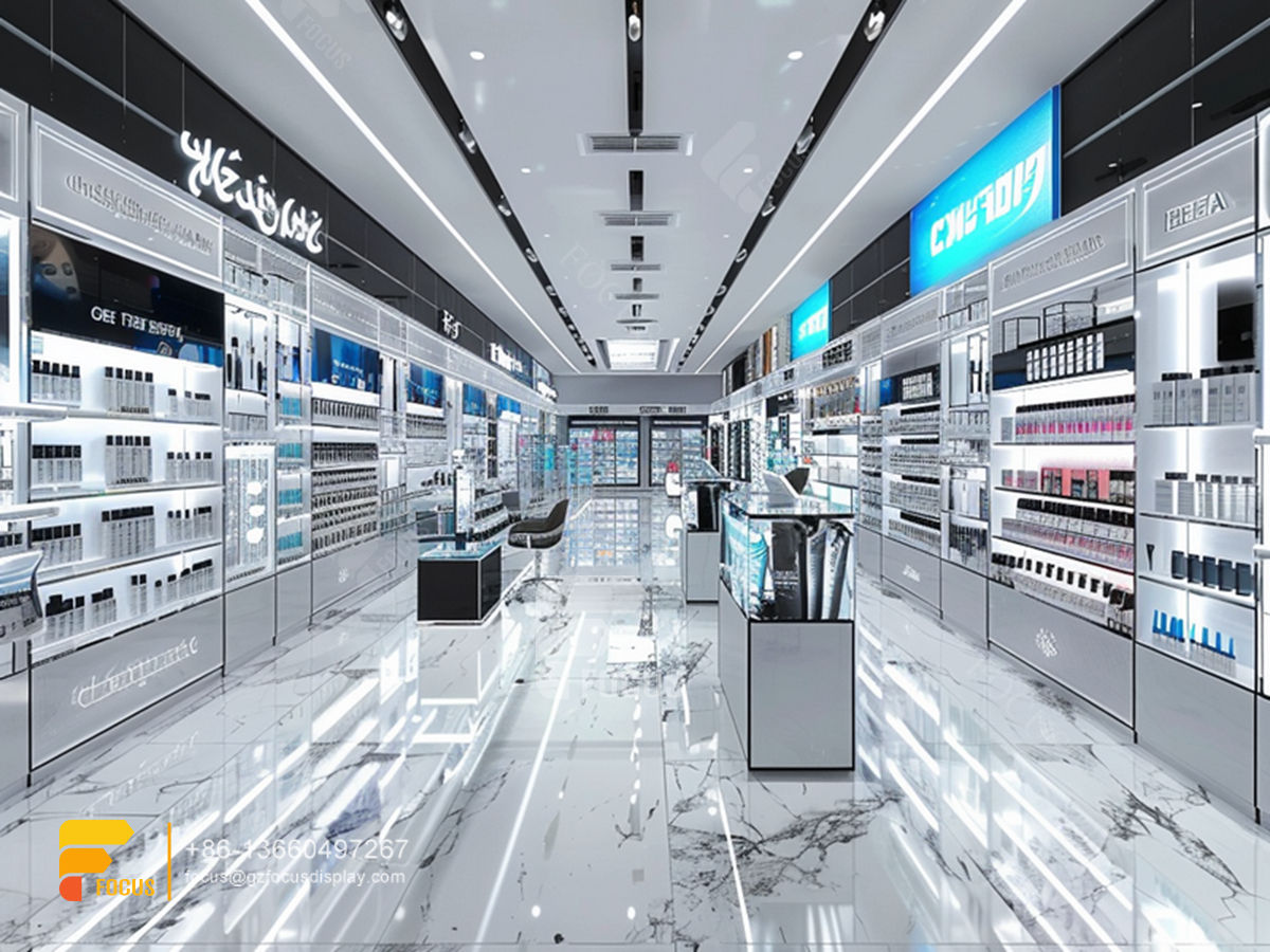 cosmetic shelf display skin care shelf wig showcase