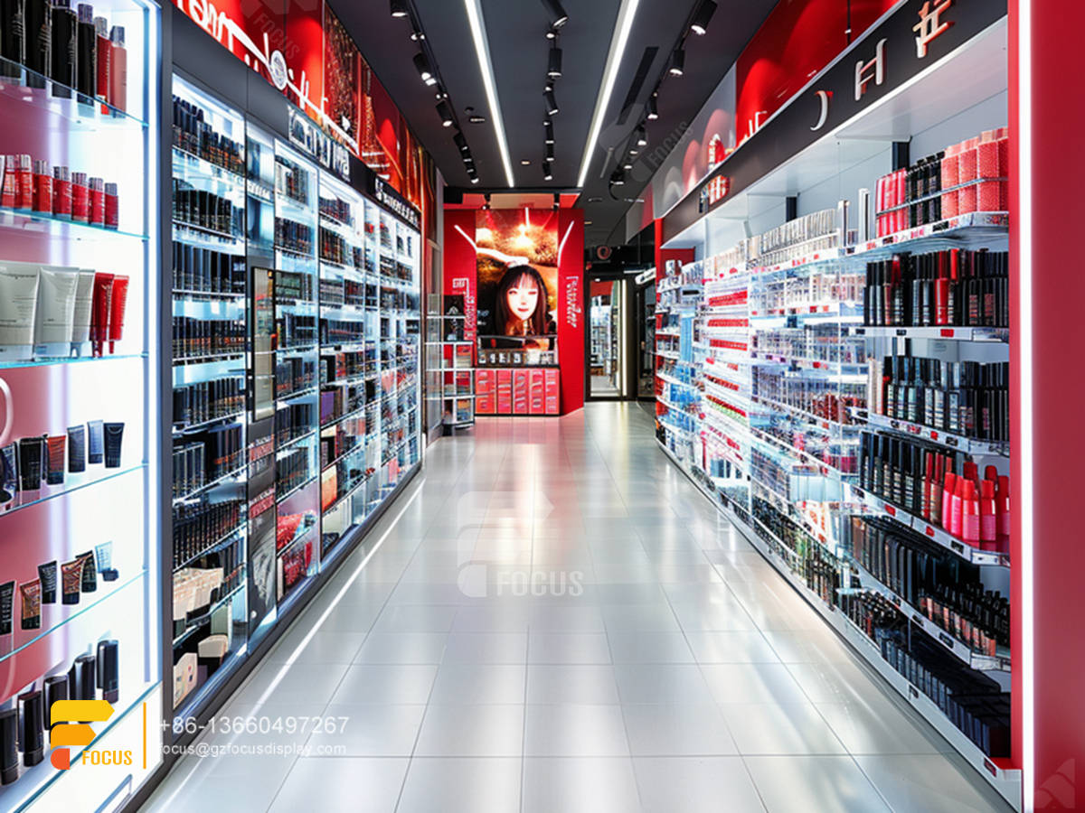 cosmetic shelves perfume store design wig display cabinet