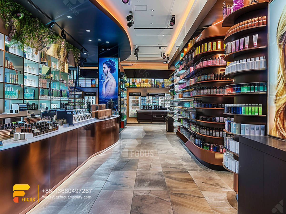 cosmetic shop display skin care shelf wig store design