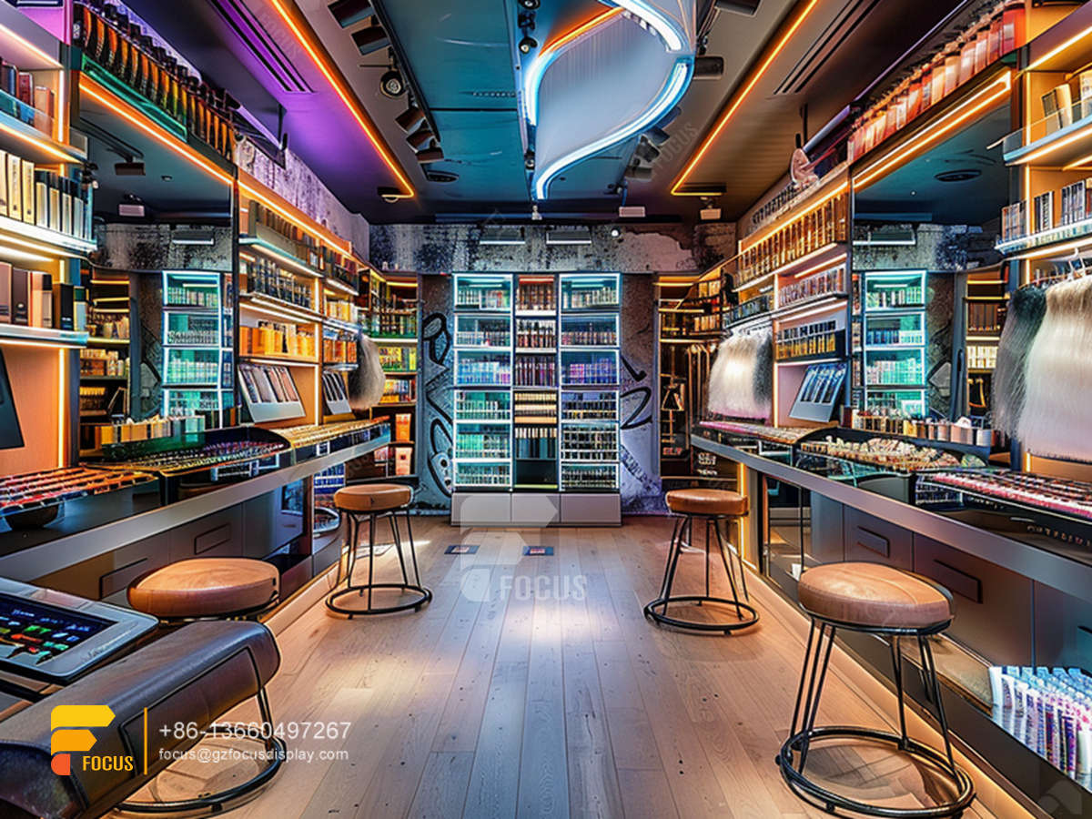 cosmetic shop display skin care shelf wig store design