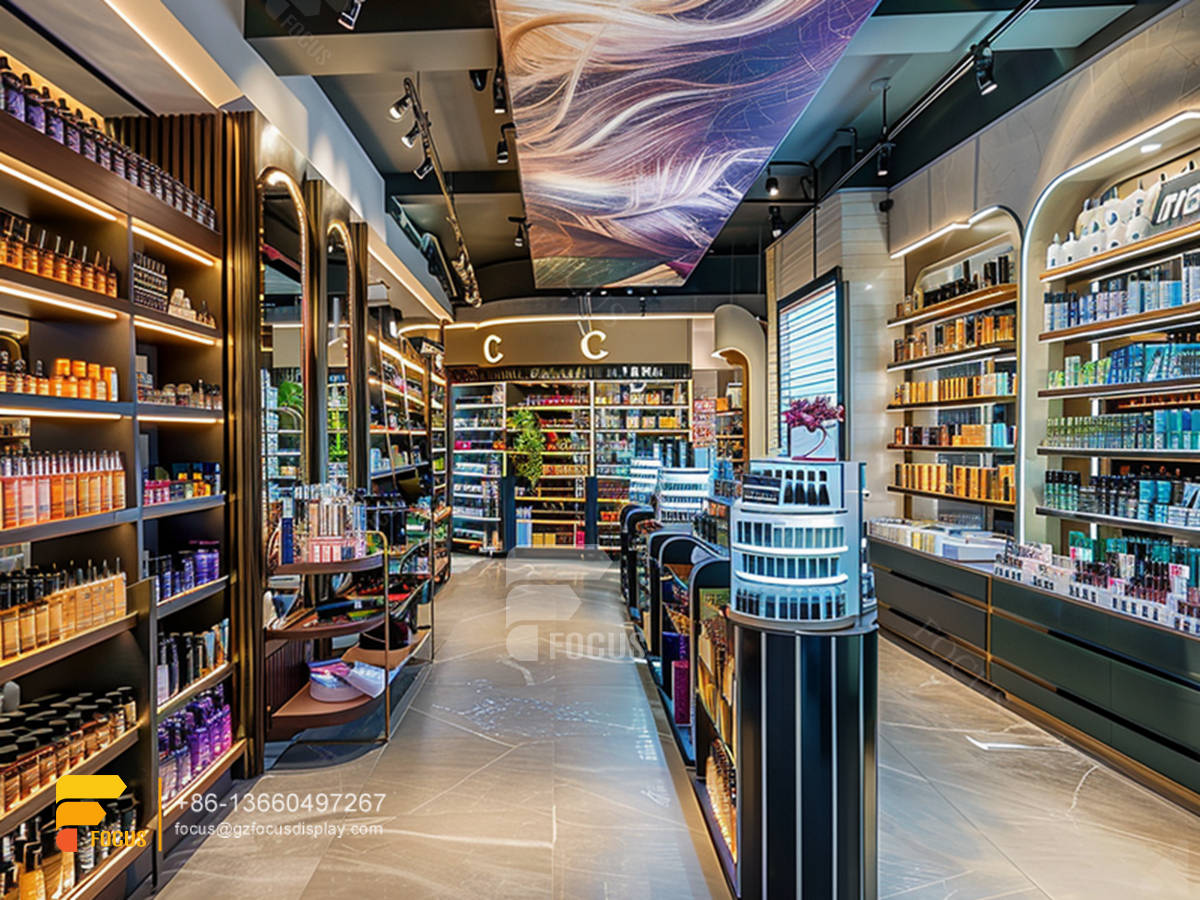 cosmetic shop display skin care shelf wig store design