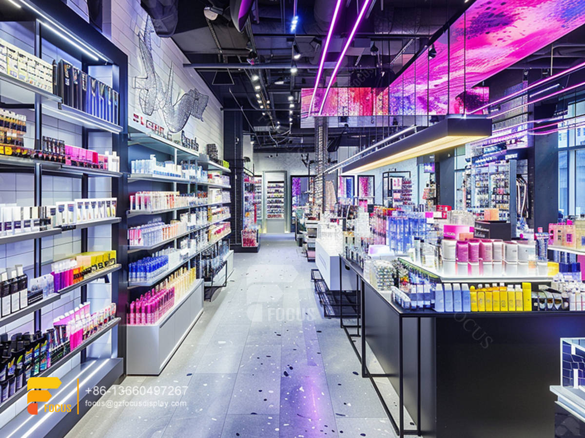 cosmetic shop furniture design perfume showcase display hair stand