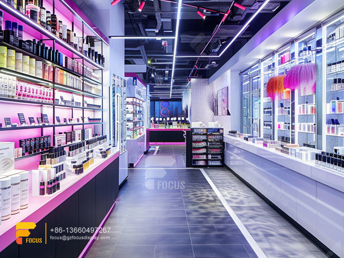 cosmetic shop furniture design perfume showcase display hair stand
