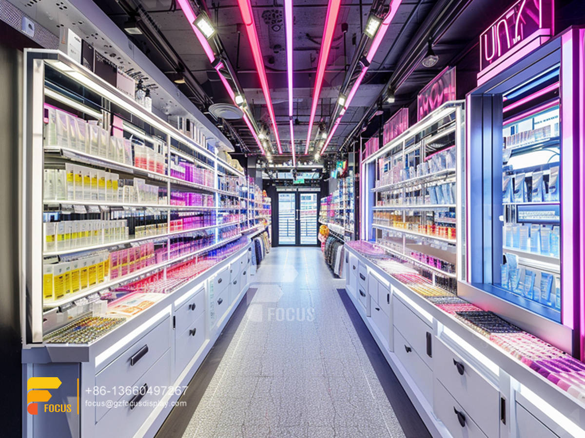 cosmetic shop furniture design perfume showcase display hair stand