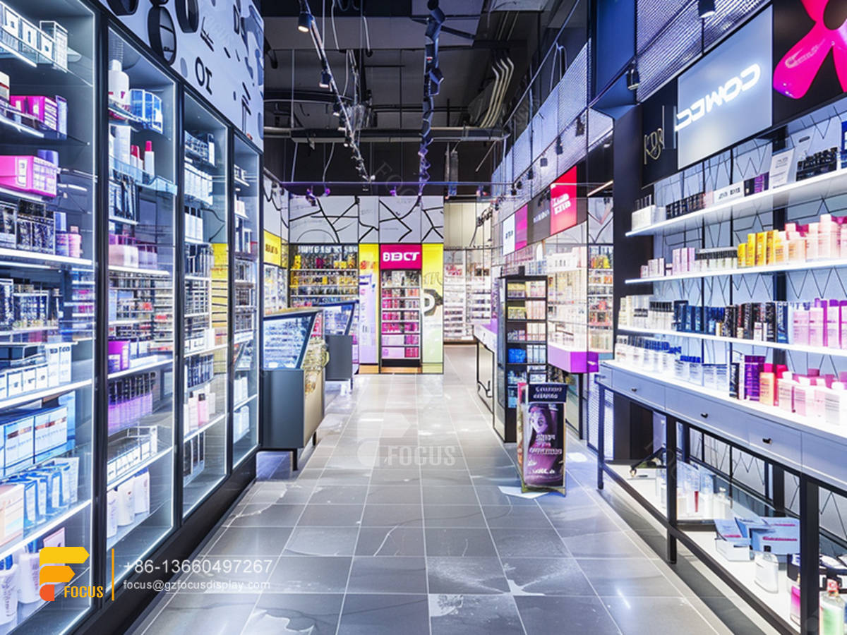 cosmetic shop furniture design perfume showcase display hair stand