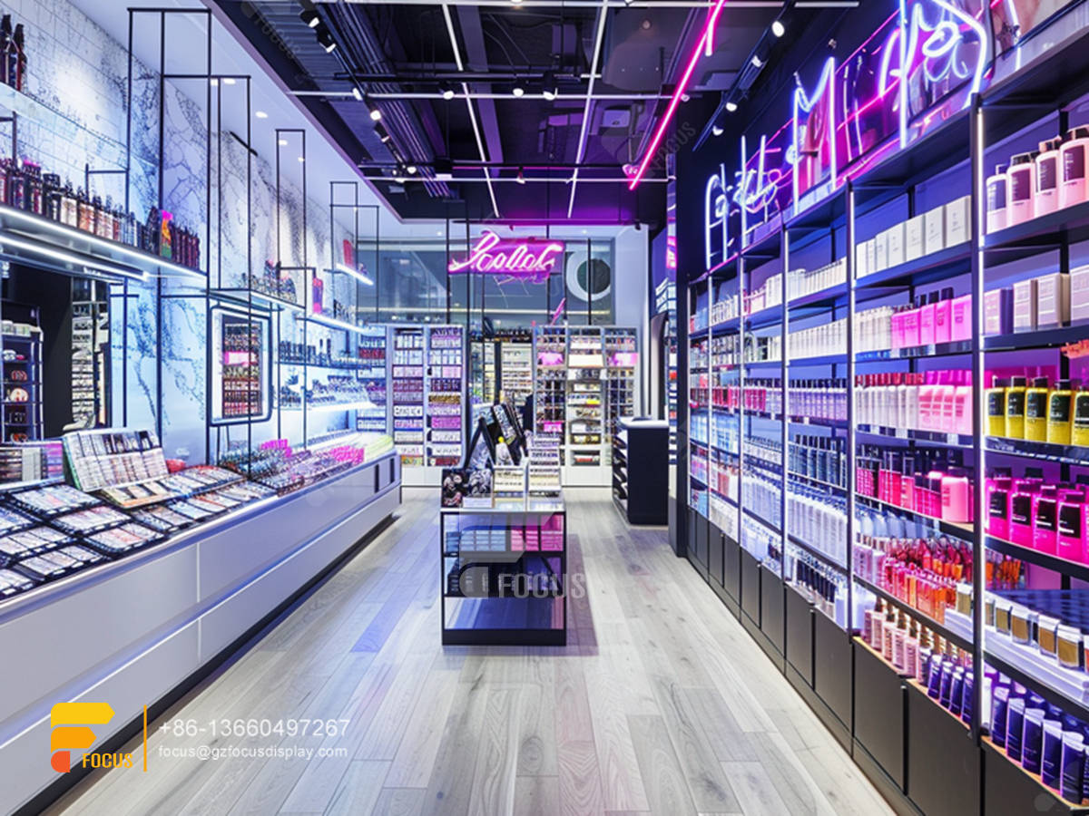 cosmetic shop furniture design perfume showcase display hair stand