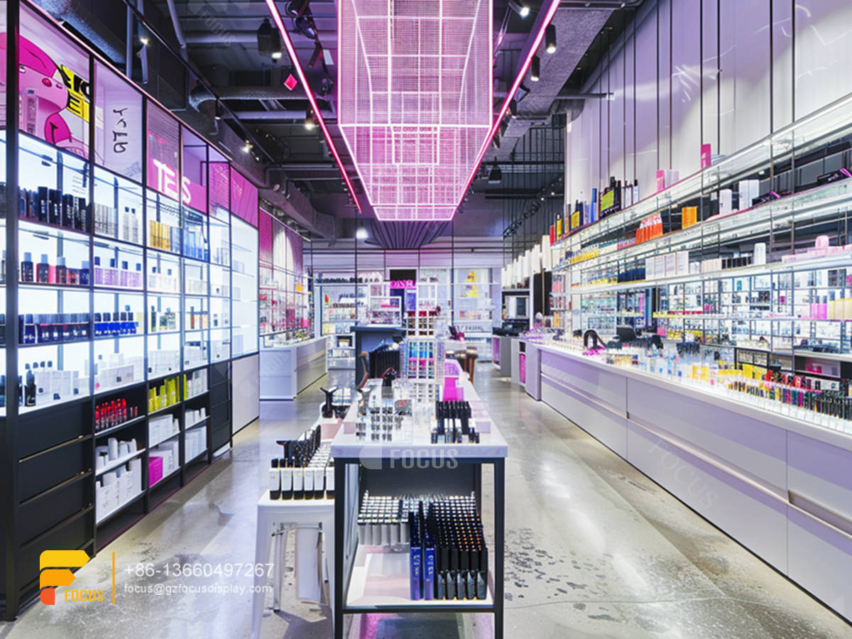 cosmetic shop furniture design perfume showcase display hair stand