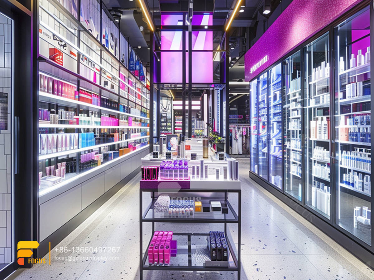 cosmetic shop interior design perfume showcase wig display cabinet