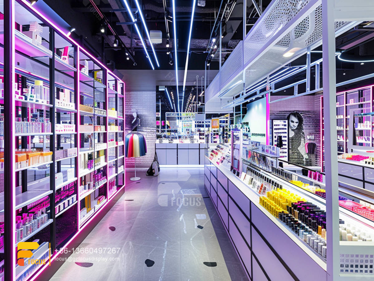 cosmetic shop interior design perfume showcase wig display cabinet