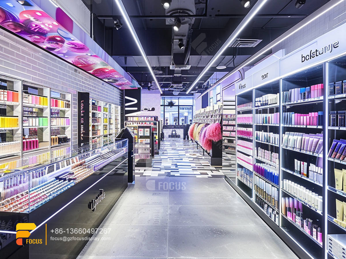 cosmetic shop interior design perfume showcase wig display cabinet