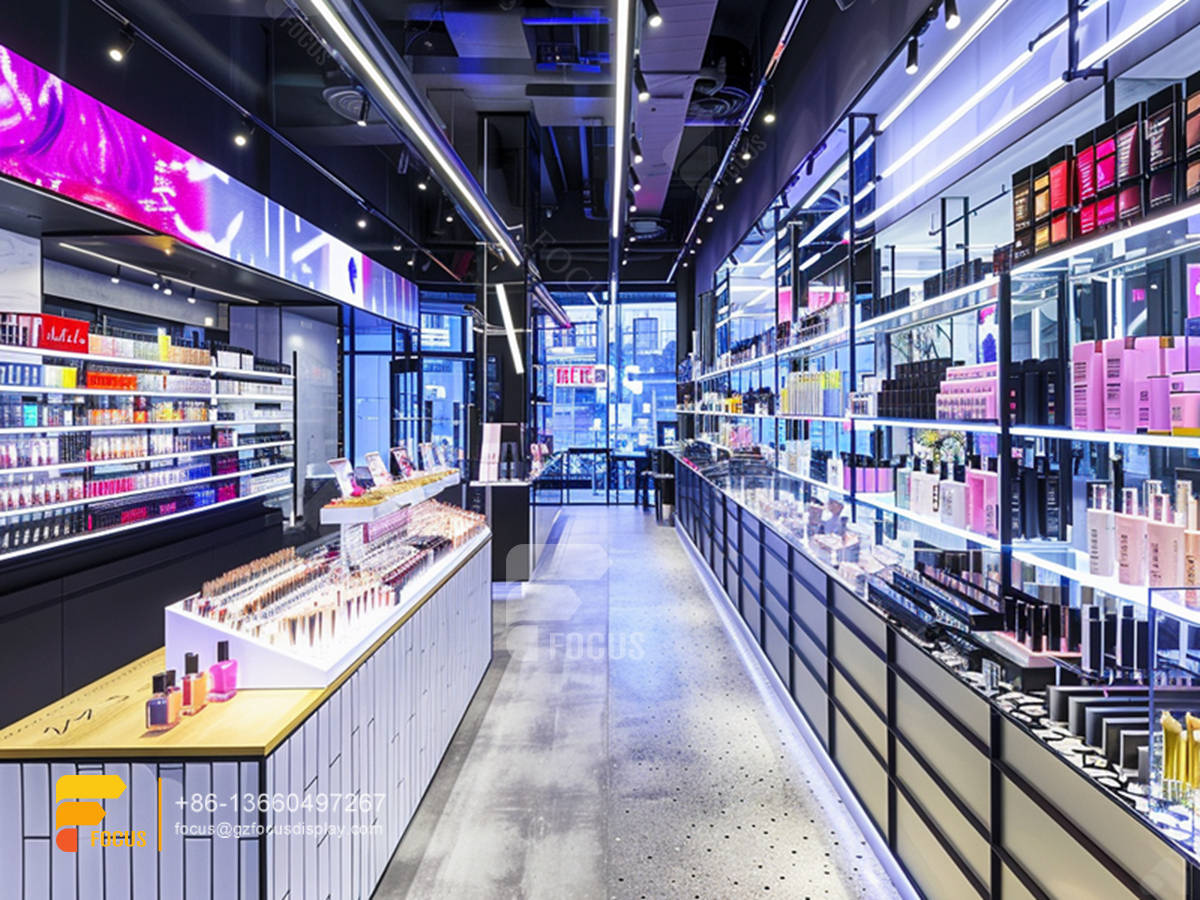 cosmetic shop interior design perfume showcase wig display cabinet