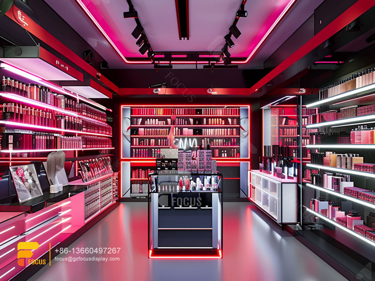 cosmetic store design perfume cabinet glass wig showcase