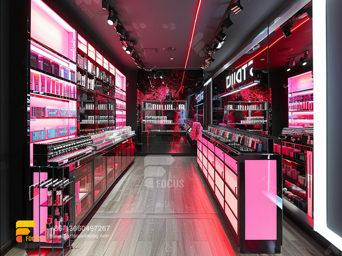 cosmetic store design perfume cabinet glass wig showcase
