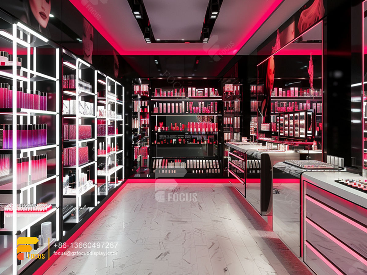cosmetic store design perfume cabinet glass wig showcase