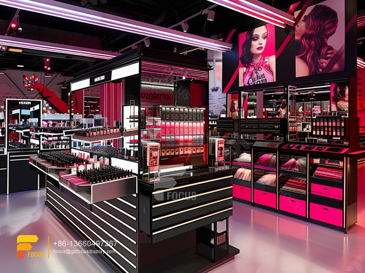 cosmetic store design perfume cabinet glass wig showcase