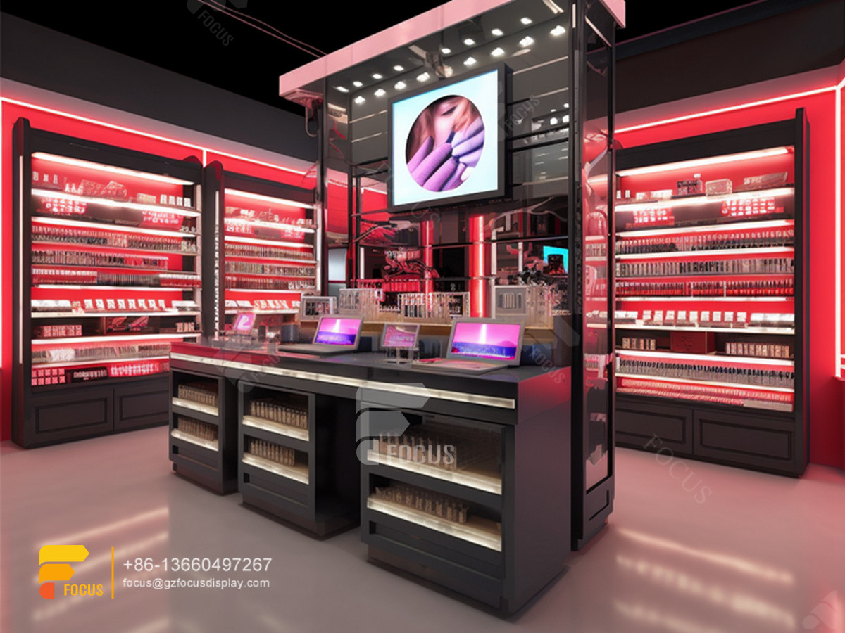 cosmetic store furniture perfume shop design display wigs
