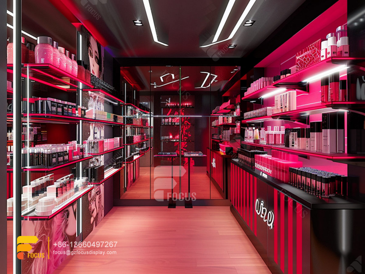 cosmetic store interior design perfume stands wig display shelves