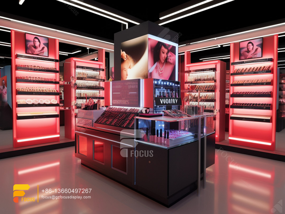 cosmetic store interior design perfume stands wig display shelves