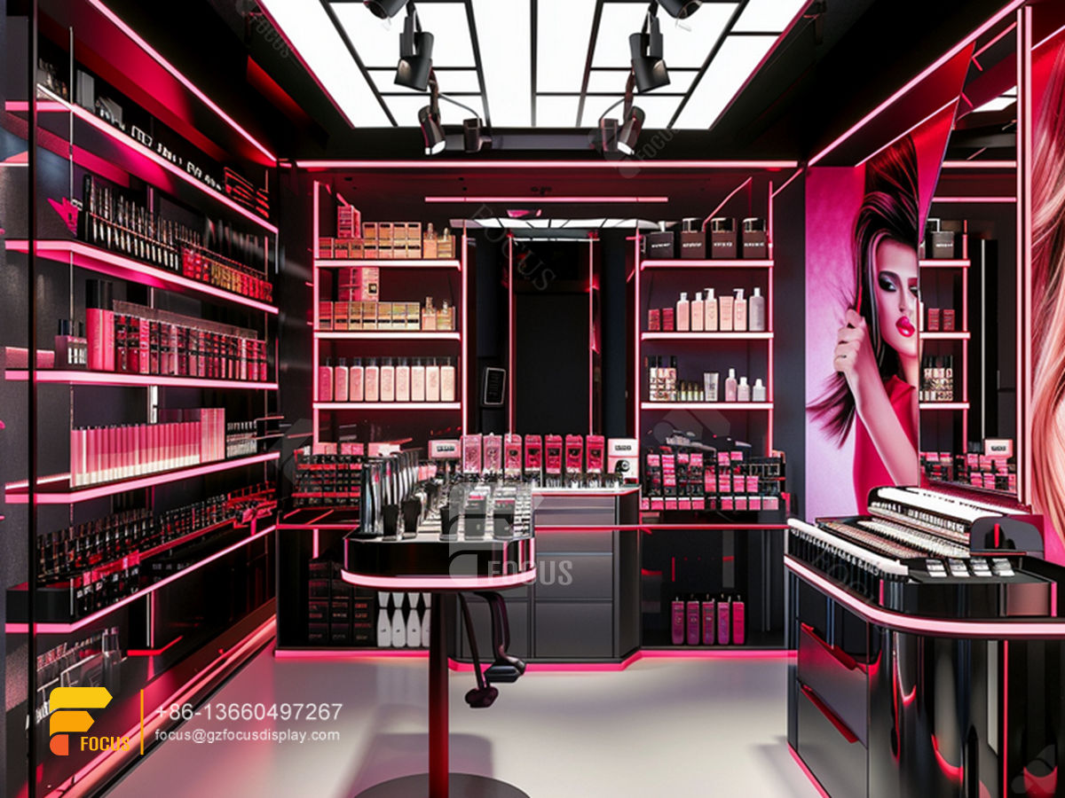 cosmetic store shelf tiered perfume stand hair furniture supplies
