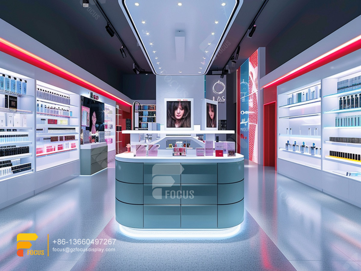 cosmetics cabinet design perfume display shelves wig stand