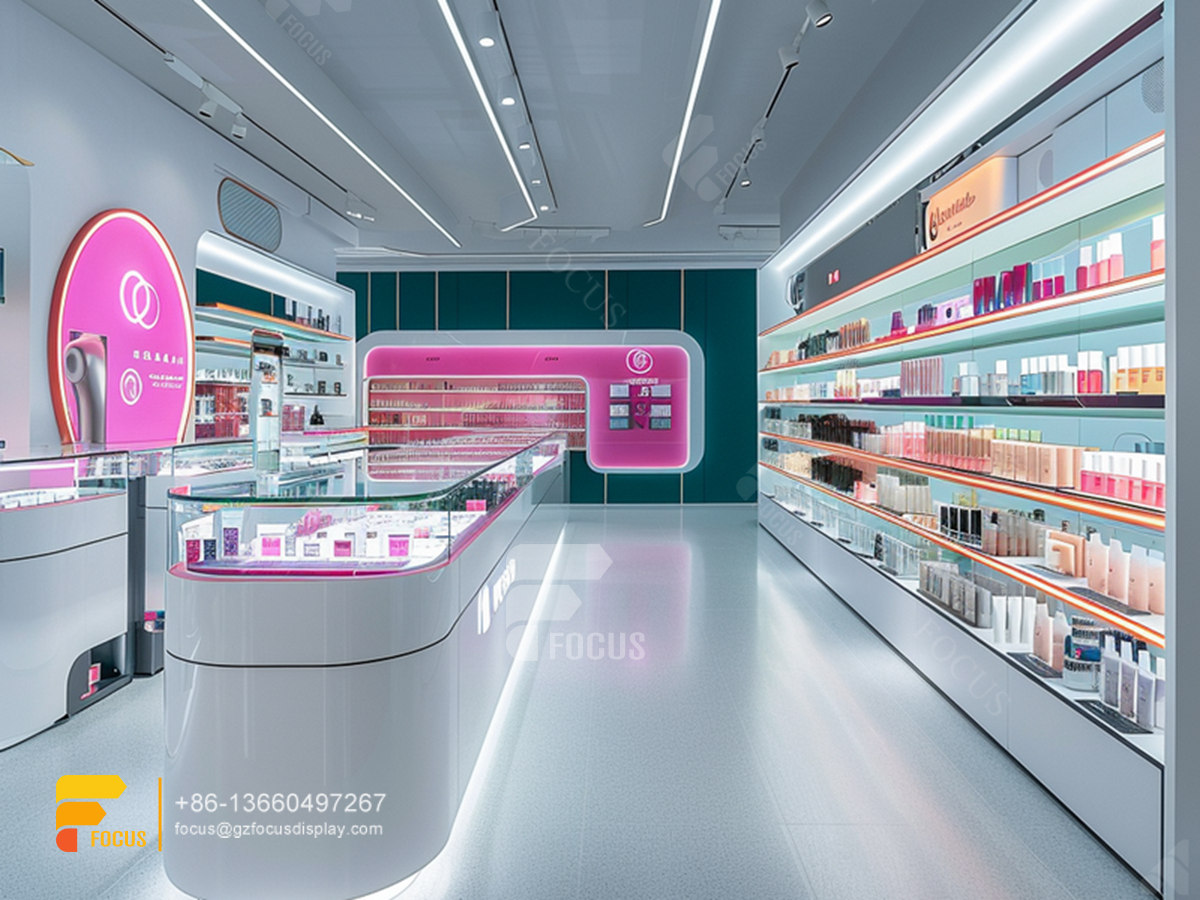 cosmetics cabinet design perfume display shelves wig stand