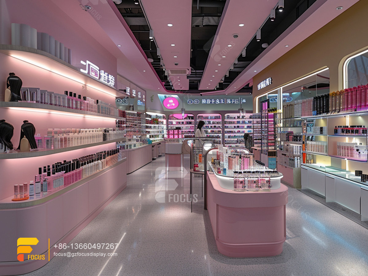 cosmetics display shelves perfume shop interior design display wigs