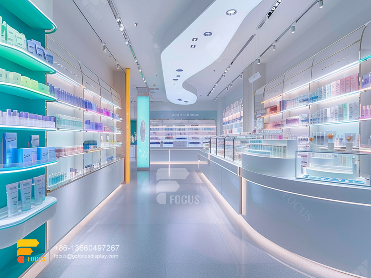 cosmetics shelf design perfume store wig display case
