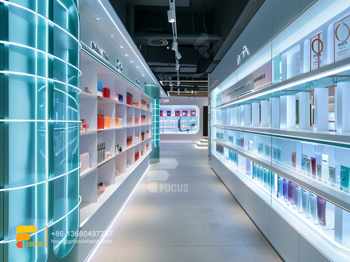 cosmetics shelf design perfume store wig display case
