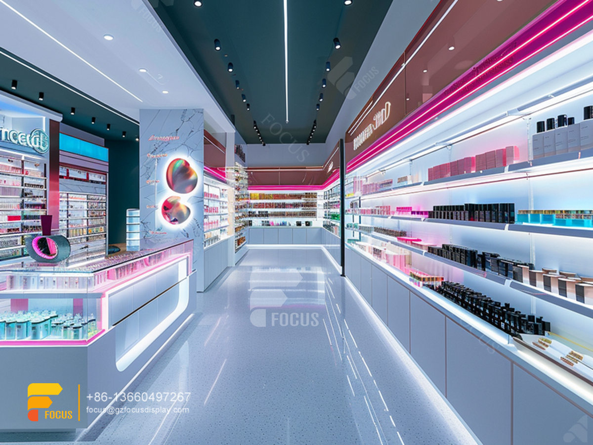 cosmetics shelf design perfume store wig display case
