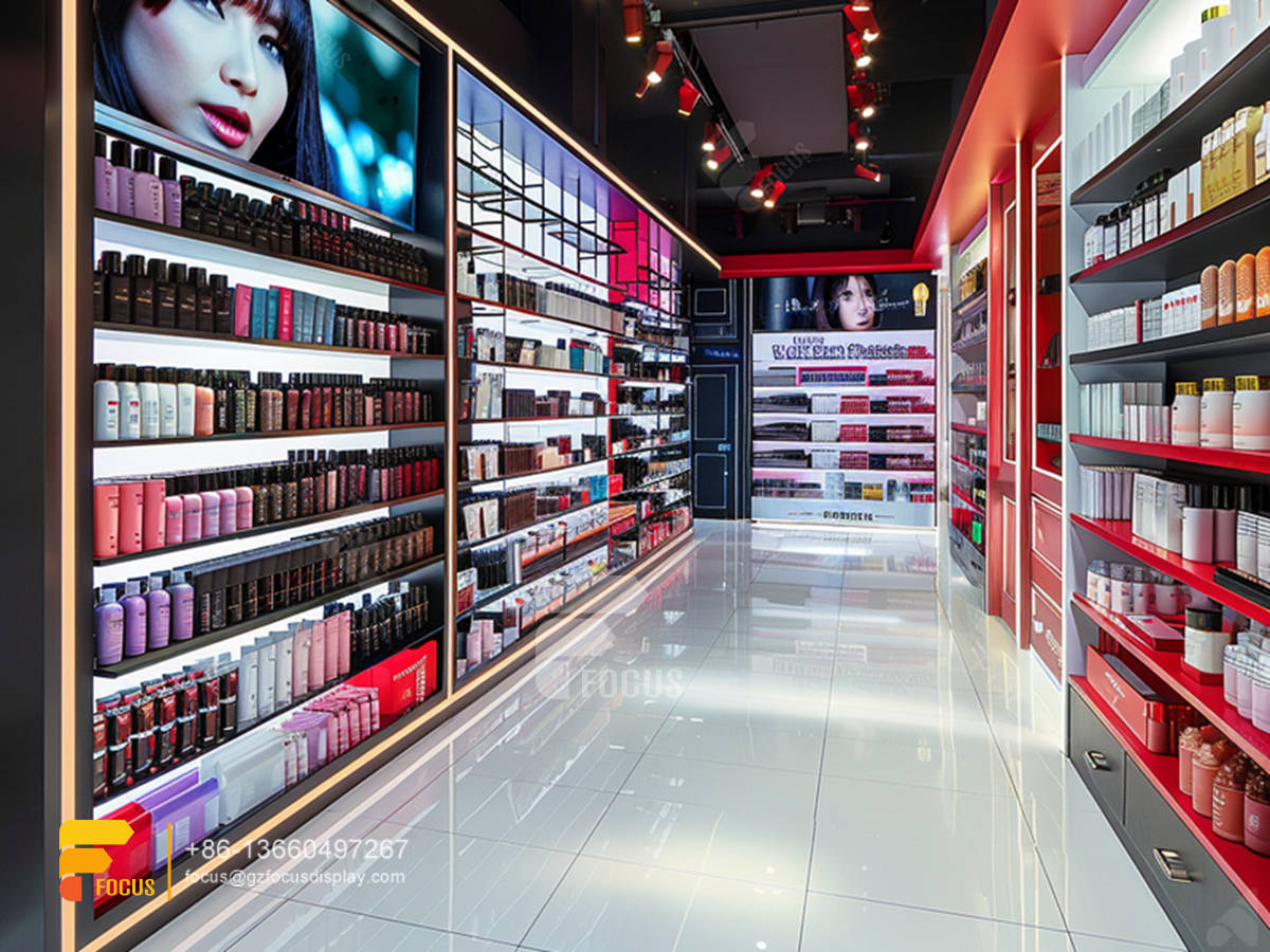 custom cosmetic display racks perfume shelfs wig stands