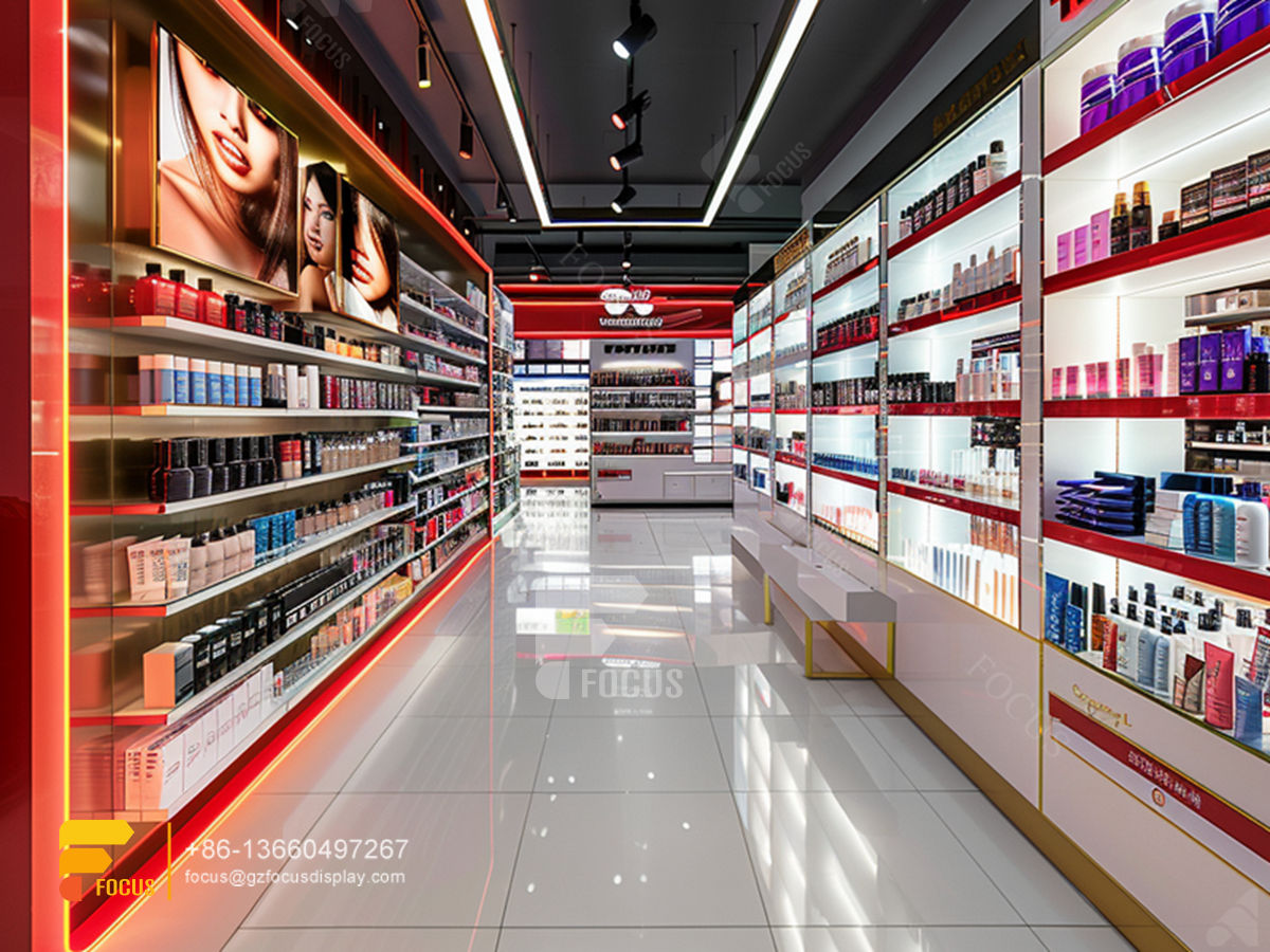 custom cosmetic display racks perfume shelfs wig stands