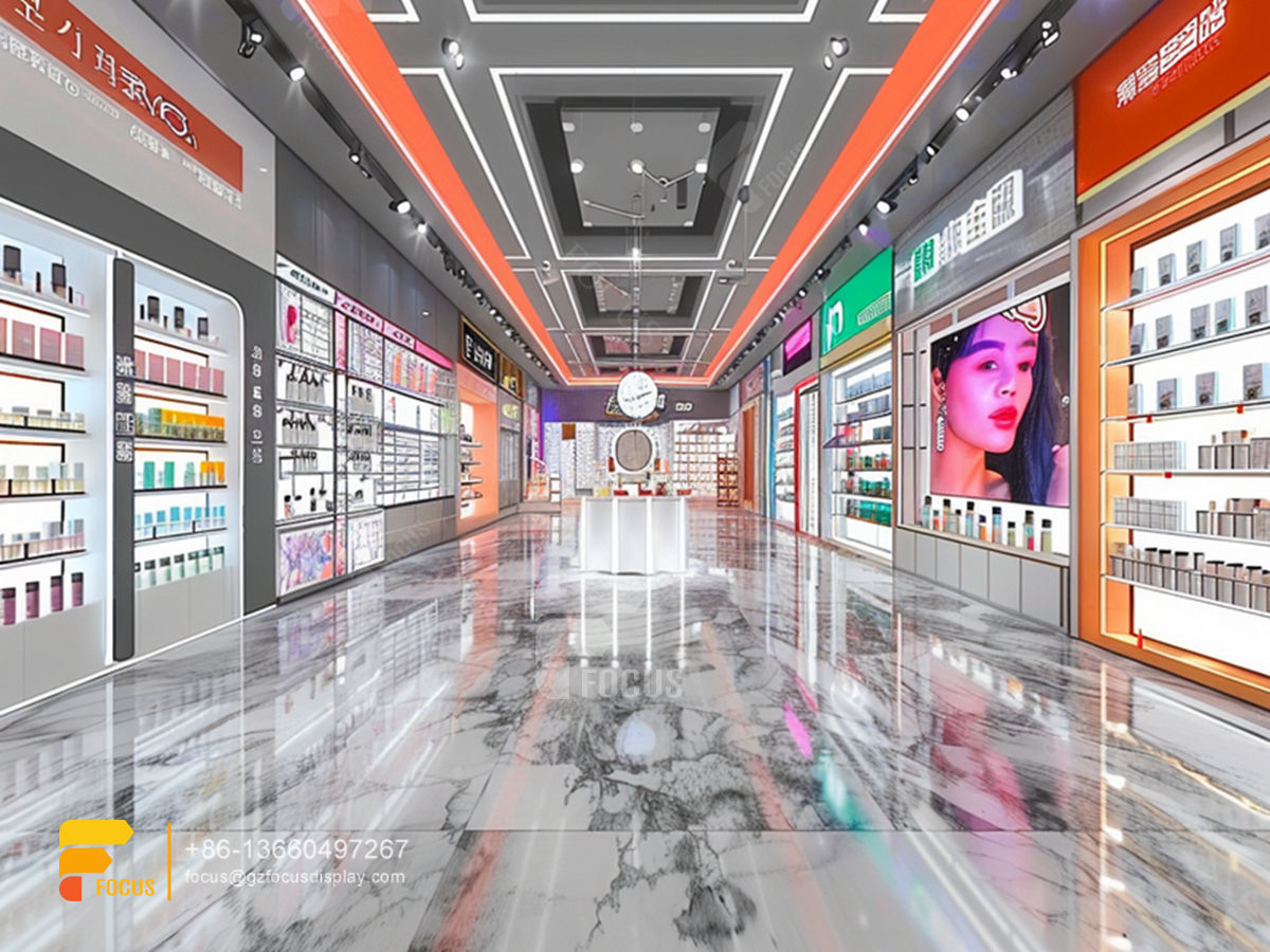 custom cosmetic displays skin care shelf hair stand