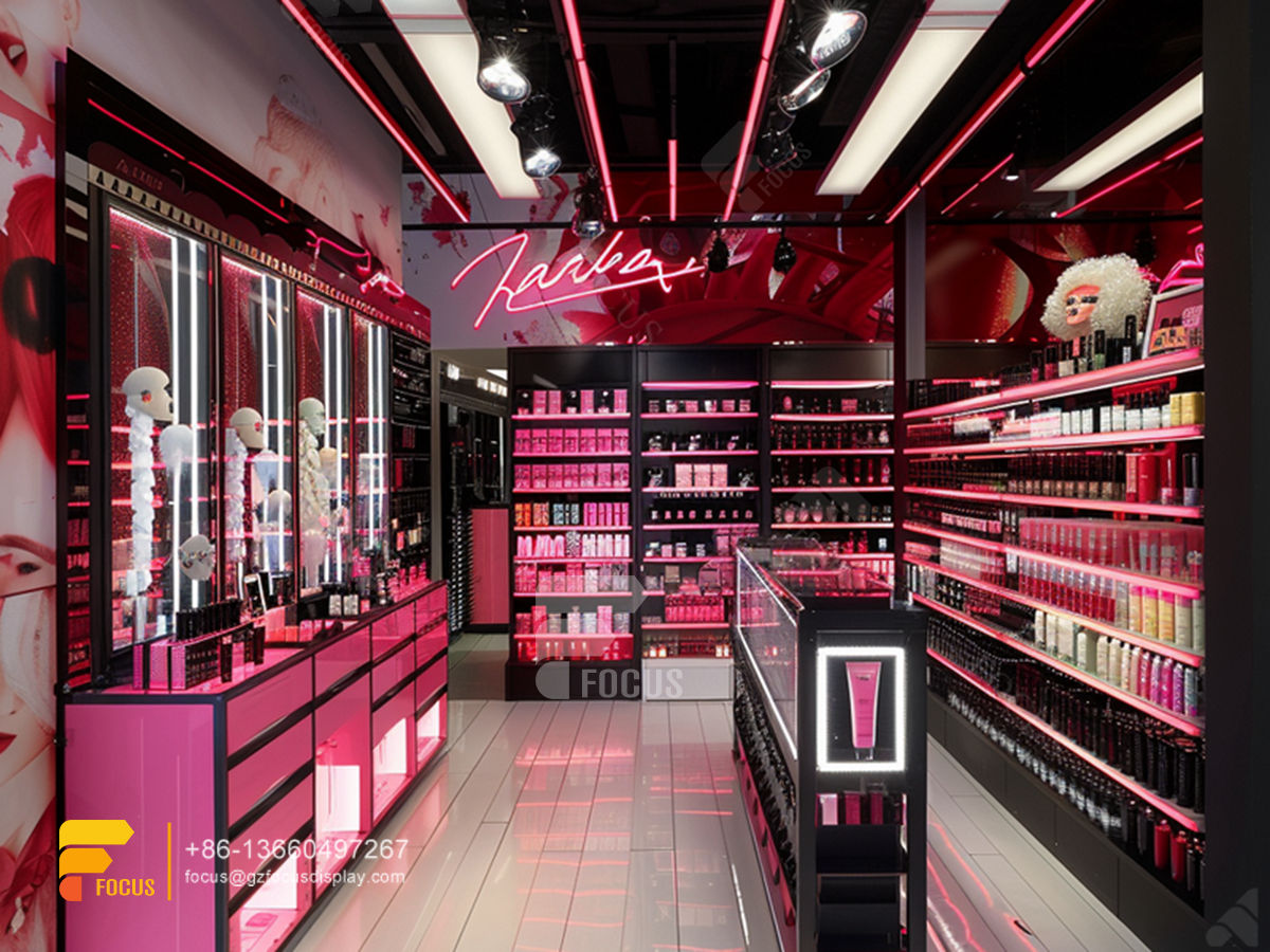 custom cosmetic wall shelf perfume shop design hair stand