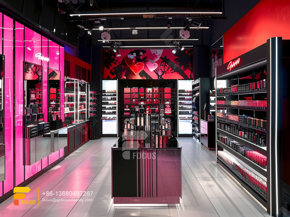 custom cosmetic wall shelf perfume shop design hair stand