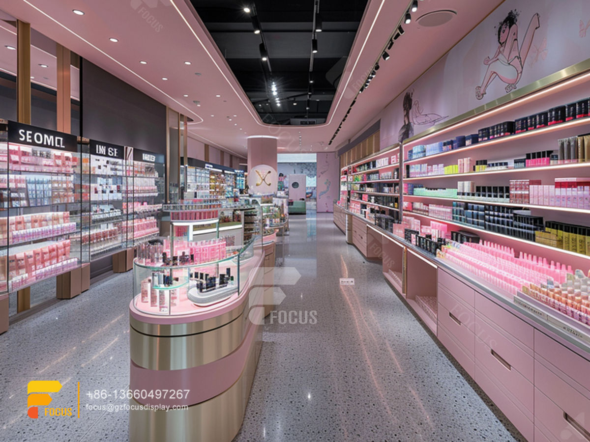 custom cosmetics cabinet skin care furniture stand wig