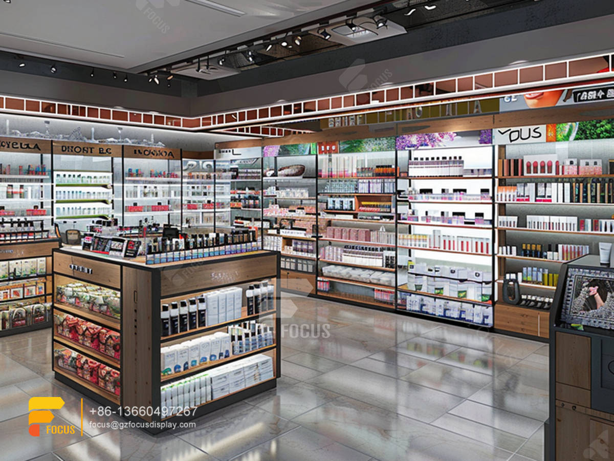 custom display cosmetic perfume shelfs wig wall rack