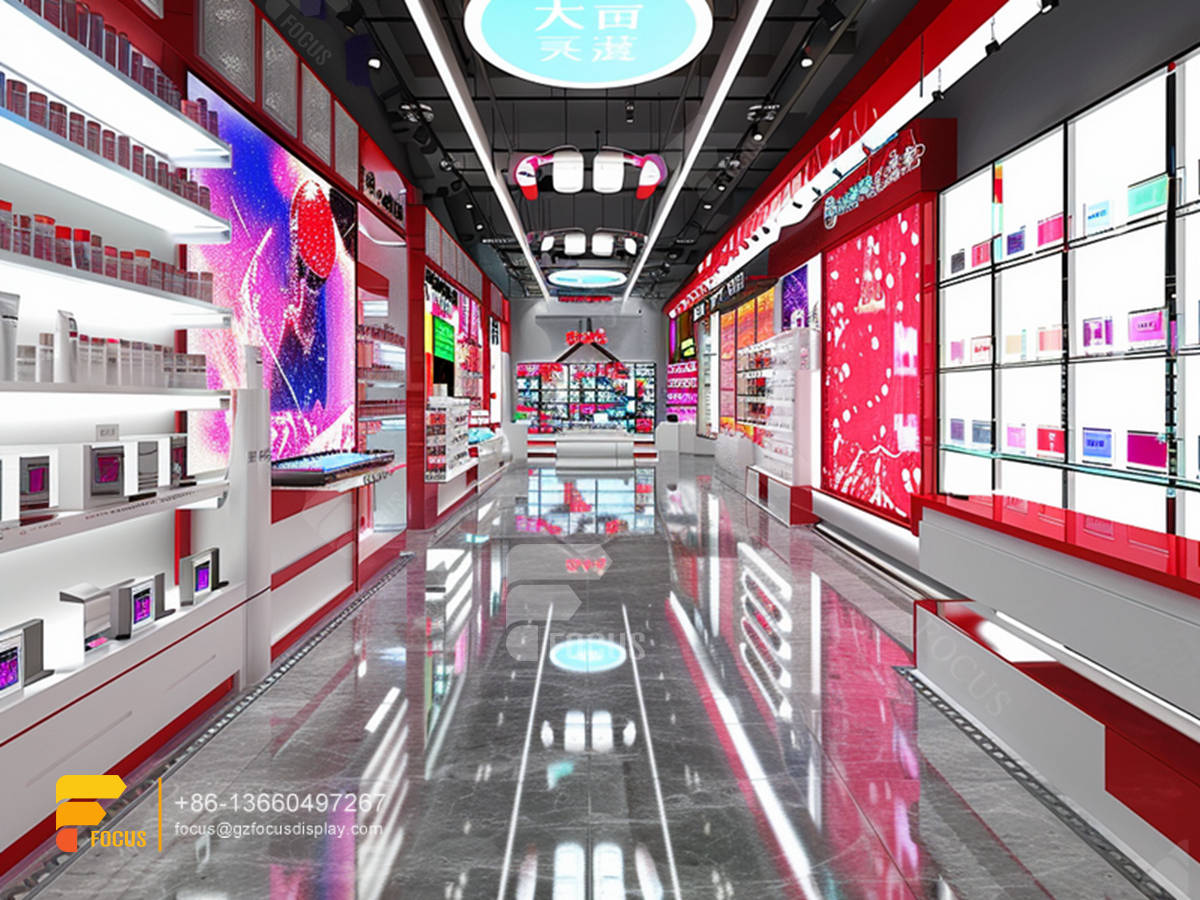 custom display perfume cosmetic shop furniture stand wig