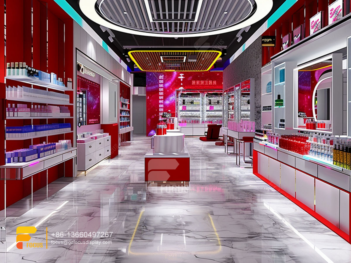custom display perfume cosmetic shop furniture stand wig
