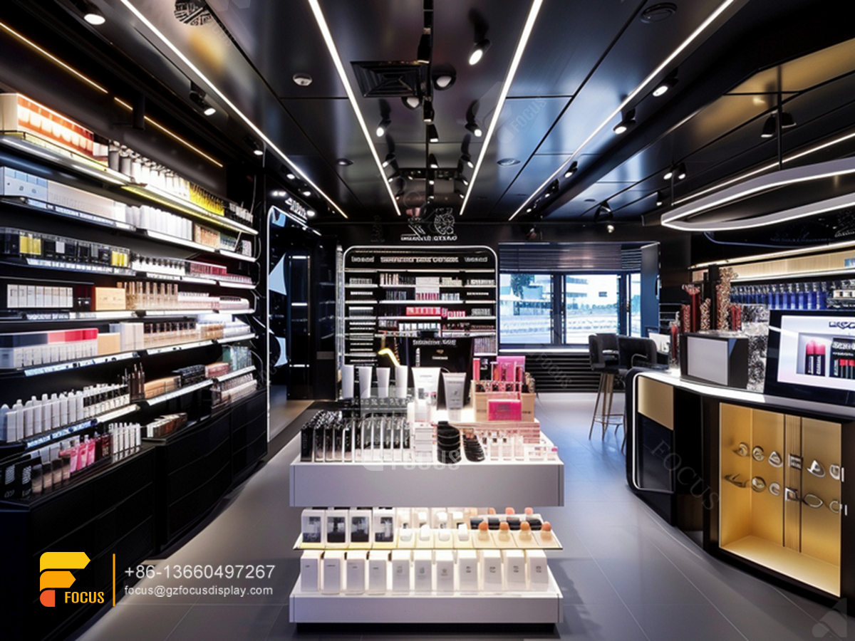 custom perfume cabinet cosmetic shop shelves wig displays