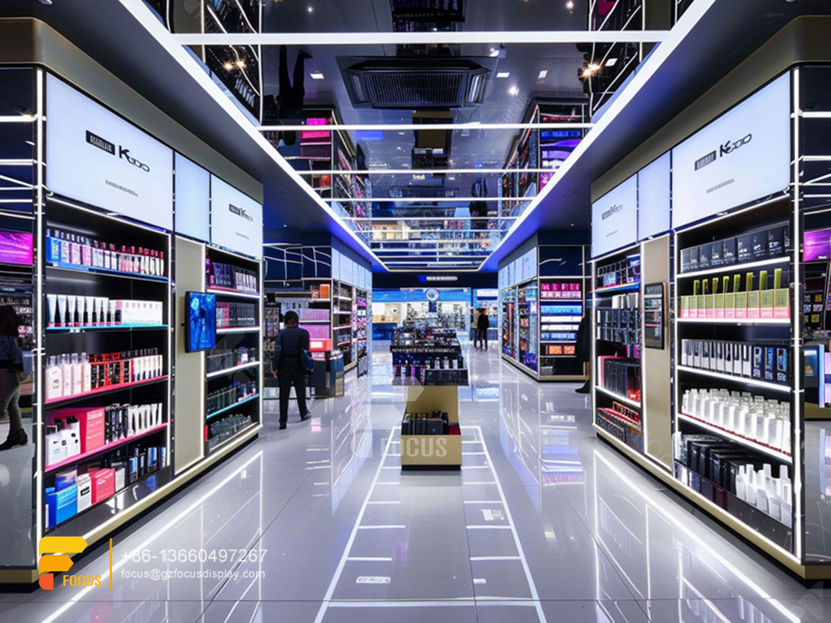 custom perfume cabinet cosmetic shop shelves wig displays