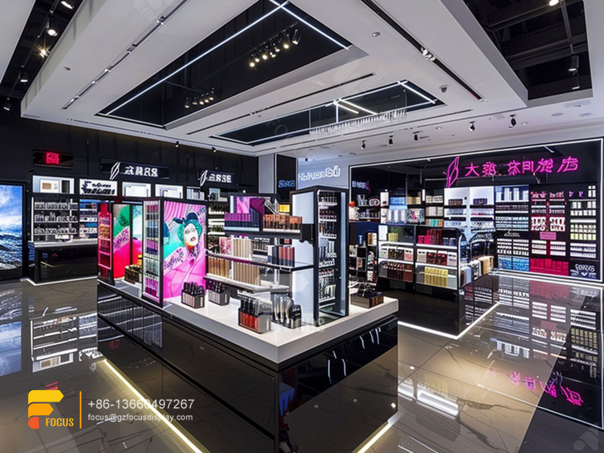 custom perfume cabinet cosmetic shop shelves wig displays