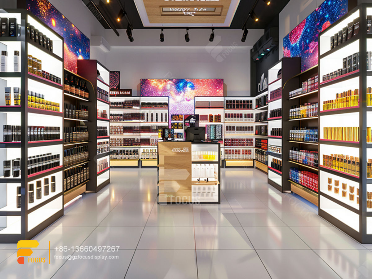custom perfume displays cosmetic shelf wig hair stand