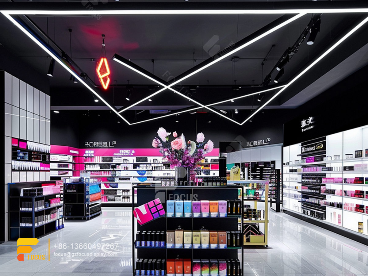 custom perfume rack cosmetic shop counter wig displays